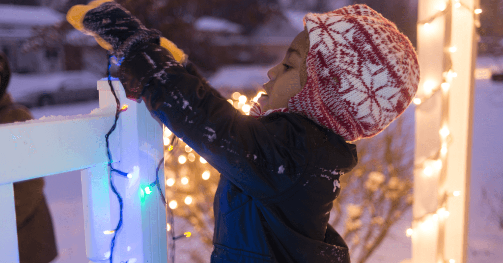 hanging Christmas lights